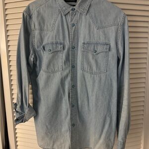Chambray Western Button Down Shirt